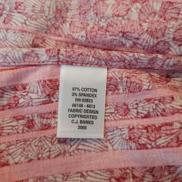 CJ Banks Shirt Top Womens Plus 1X Button Up Stretch Striped Floral 3/4 Sleeves - Picture 8 of 12